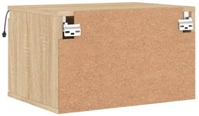 Mesas de cabeceira de parede com luzes LED 2pcs carvalho sonoma
