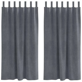 Cortinas Blackout vidaXL com Laços de Suspensão 2 pcs Veludo Cinza Sup