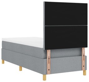 Cama Box Spring com Colchão e Luz LED Cinza Claro 90x190 cm Tecido