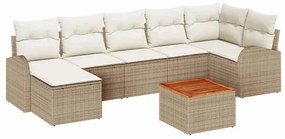 Conjunto de Sofá de Jardim de 8 Peças com Almofadas Bege em Rattan Sin