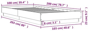 Estrutura de cama 100x200 cm derivados de madeira cinza sonoma