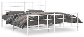 355632 vidaXL Estrutura de cama com cabeceira e pés 180x200 cm metal branco