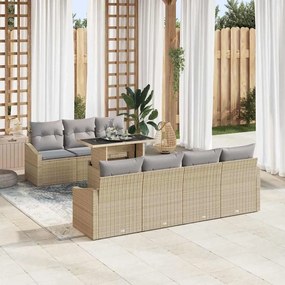 vidaXL Conjunto de Sofás para Jardim com Almofadas Bege Poly Rattan