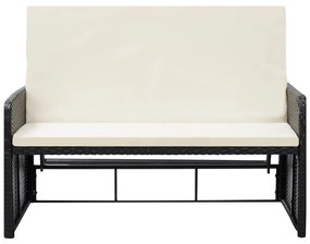 2 pcs conjunto lounge de jardim c/ almofadões vime PE preto