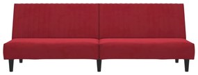 Sofá-cama de 2 lugares veludo vermelho tinto