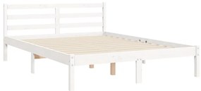 Cama sem colchão 140x190 cm madeira de pinho maciça branco
