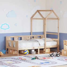 Sofá-cama com telhado 90x190 cm madeira de pinho maciça