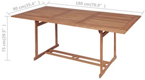 Mesa de jardim 180x90x75 cm madeira teca maciça