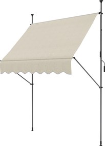 Toldo retrátil manual autoportante, 2,0 m (L) x 1,2 m (P) x 2,1–3,0 m (A), inclinação ajustável, metal, alumínio, poliéster, cor areia