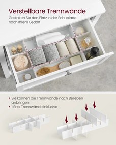 Móvel de casa de banho com divisórias reguláveis 80 x 35 x 60 cm branco