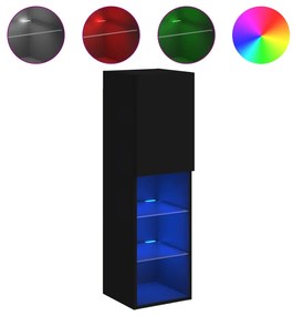 Móveis de TV com luzes LED 2 pcs 30,5x30x102 cm preto