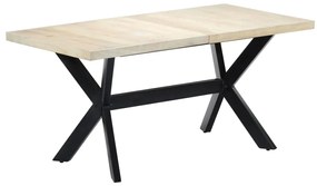 Mesa de jantar 160x80x75 cm madeira de mangueira maciça branco