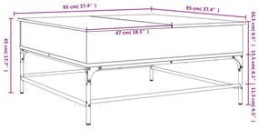 Mesa de centro 95x95x45 cm derivados madeira/metal cinza sonoma