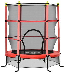 HOMCOM Trampolim para Crianças acima de 3 Anos Cama Elástica Infantil com Rede de Segurança e Estrutura de Aço para Interiores e Exteriores Carga 45kg 163x163x163 cm Vermelho