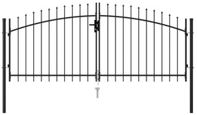 Portão p/ cerca porta dupla topo em espetos 3x1,25 m aço preto