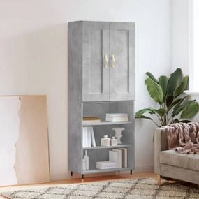 vidaXL Armário alto 69,5x34x180 cm derivados de madeira cinza cimento