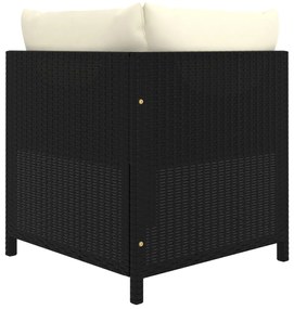 9 pcs conjunto lounge de jardim c/ almofadões vime PE preto