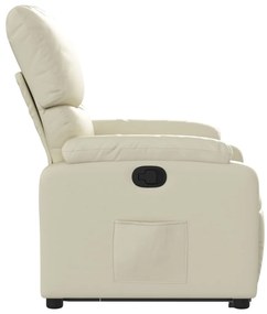 Poltrona reclinável elevatória couro artificial cor creme