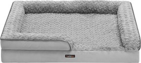 Cama ortopédica para cães com capa de pelúcia 106 x 81 x 18 cm (C x L x A) cinzenta