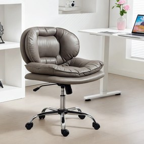 Cadeira de Escritório com Rodas Cadeira para Secretária com Função Baloiço Assento Amplo Sem Braços 60x65x83-93 cm Cinza Escuro