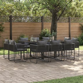 Conjunto de Jantar de Jardim com 13 Peças e Almofadas em Aço e Rattan