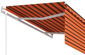 Toldo retrátil automático com estore 3x2,5 m laranja e castanho