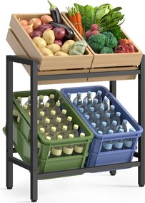 Estante para caixas de bebidas 36 x 70 x 81 cm com 2 níveis para 4 caixas, Preto