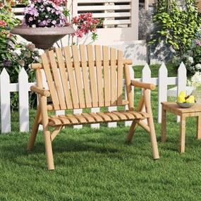 Banco de Jardim para 2 Pessoas, 115 x 80 x 106 cm, Encosto Alto, Natural