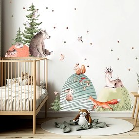 Autocolantes para o quarto das crianças - Animais da floresta e colinas