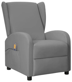 342335 vidaXL Poltrona reclinável massagens couro artificial cinzento