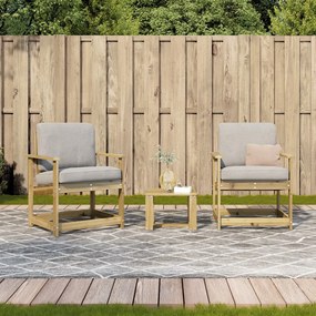 Conjunto de Jardim - 2 Poltronas e 1 Mesa - Madeira de Pinho Impregnad
