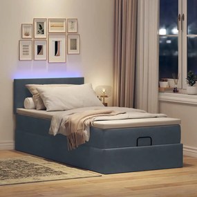 Estrutura cama otomana colchão 90x190 cm veludo cinzento escuro