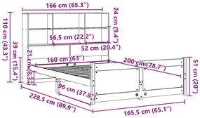 Cama com estante sem colchão 160x200 cm pinho maciço