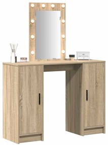Mesa de Maquiagem com Luzes LED em Carvalho Sonoma, 102x33x135 cm