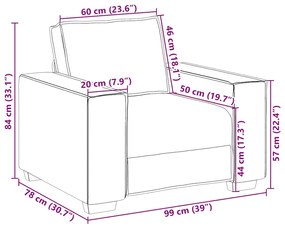 Sofá-cadeira Cinza Claro 60 cm Tecido