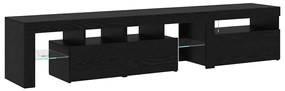 Gabinetes de TV vidaXL 2 peças com luzes LED de carvalho preto em made