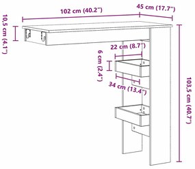 Mesa de Bar vidaXL - Carvalho Preto - 102x55x103.5 cm - Feita de Madei