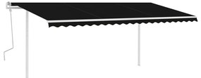 Toldo retrátil manual com luzes LED 5x3,5 m antracite