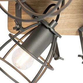 Spot industrial madeira cinza escuro ajustável 4 luzes - Arthur Industrial