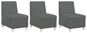 Cadeira de Sofá Cinza Claro 55 cm em Tecido 3 pcs