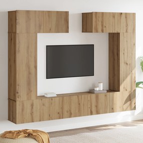 vidaXL Conjunto de 6 Peças de Aparador de TV em Carvalho Artesão e Madeira Engenhada