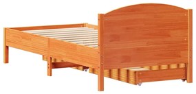 Cama sem colchão 100x200 cm pinho maciço castanho-mel