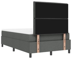 Cama Box Spring com Colchão e Banco Cinza Escura 120x190 cm Tecido