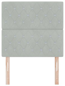 Cabeceira vidaXL com Botões de Cristal Tufted Cinza Claro 100 cm Velud