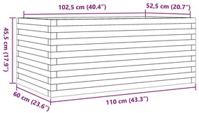 Vaso/floreira de jardim 110x60x45,5 cm madeira douglas maciça