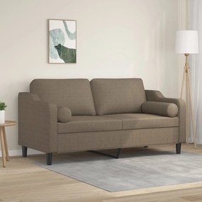 vidaXL Sofá 2 lug.+almofadas/almofadões 140cm tecido cinza-acastanhado