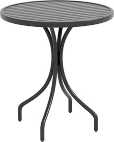 Outsunny Mesa de jardim redonda Ø66cm, mesa exterior em aço galvanizado com tampo de ripas para terraço, varanda, preto | Aosom Portugal