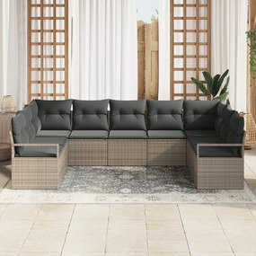 Conjunto de Sofá de 7 Peças com Almofadas vidaXL Cinza Rattan de Polie