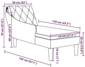 Chaise lounge c/ almofada/apoio de braços direito tecido