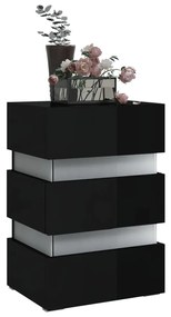 Mesa de Cabeceira Giancarlo com Luzes LED - Preto Brilhante - Design M